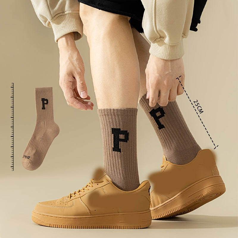6 Pairs Letter Print Thermal Crew Socks for Women