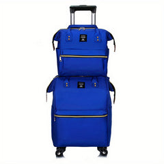 2 Pcs Oxford Bull Pull Rod Bag Duffle Double Shoulder Back Set Travel Case