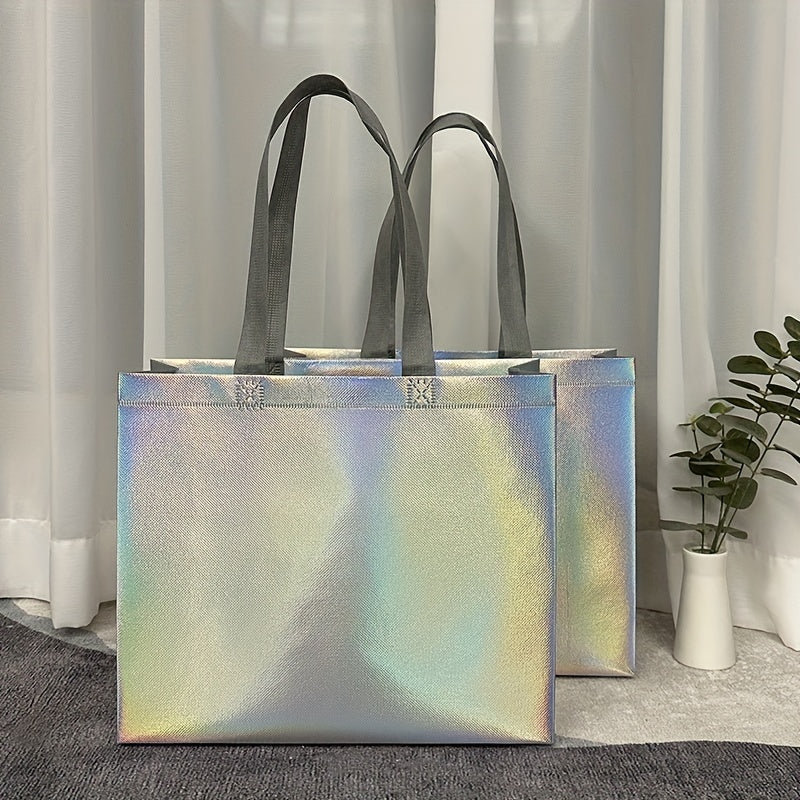 4pcs Laser Tote Bag Non-woven Reusable Gift Bag for Retail Stores