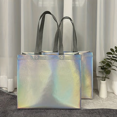 4pcs Laser Tote Bag Non-woven Reusable Gift Bag for Retail Stores