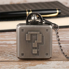 Vintage Square Quartz Pocket Watch Pendant Chain Gift