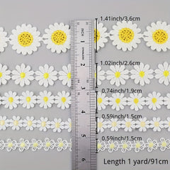 1 Yard Yellow Daisy Sun Flower Lace Trim Embroidered Applique Ribbon