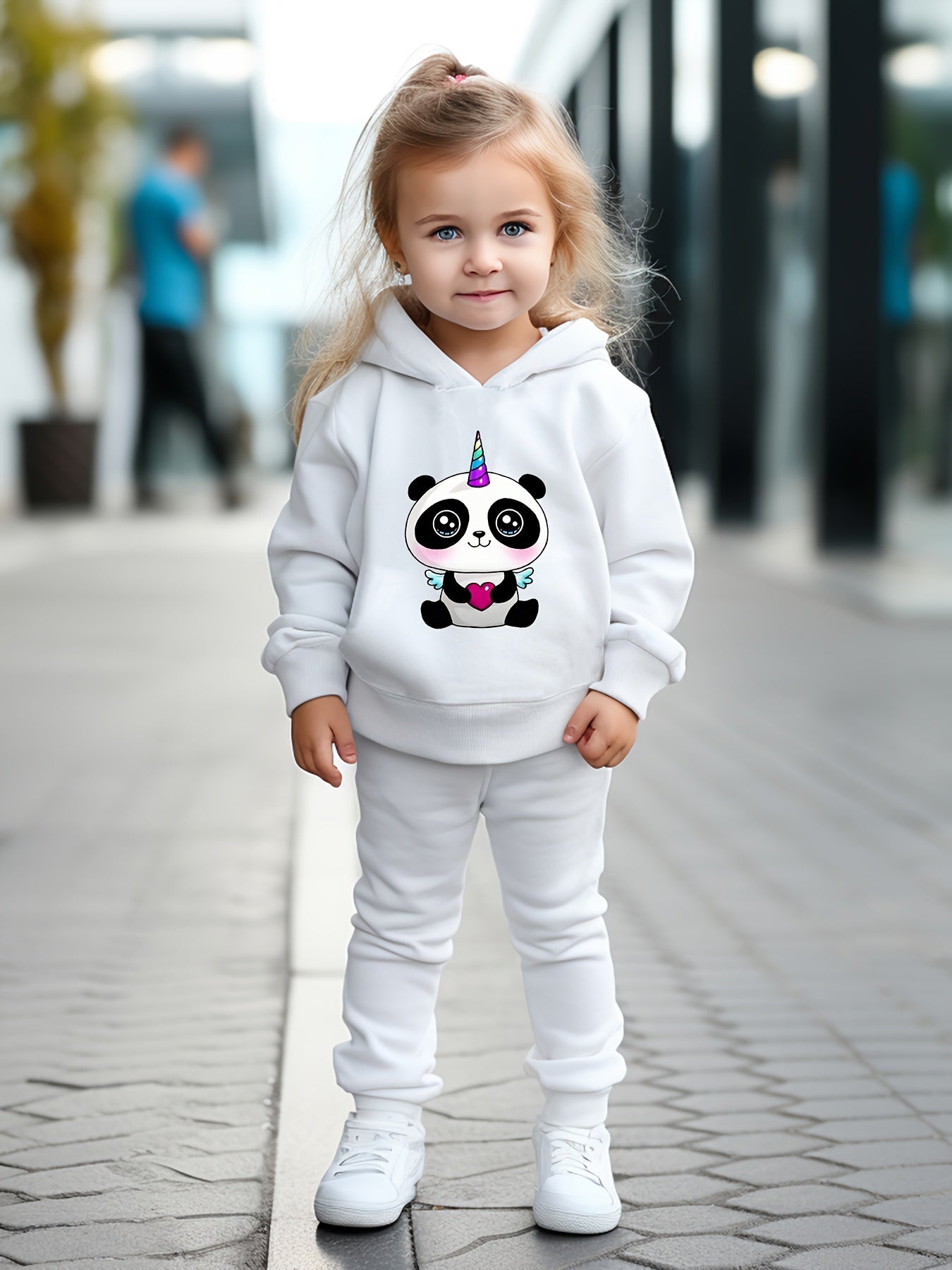 OERYUI Girls boys 2pcs Unicorn Panda Hooded Pullover Pants Set Spring