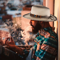 Ethnic Western Rolled Hat Cowboy Straw Hat