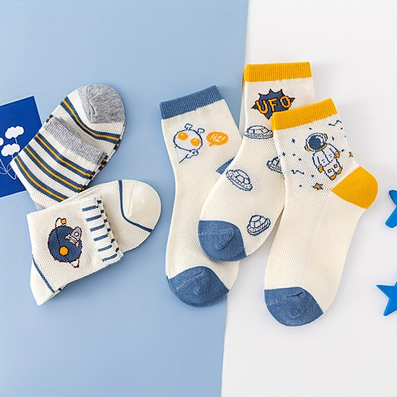 Kids Cartoon Space Pattern Crew Socks Spring Autumn