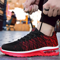 Men's Breathable Knit Sneakers Lace Up Air Cushion Walking Shoes