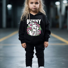 OERYUI Kids Bunny Print Activewear Set - Hoodie & Pants