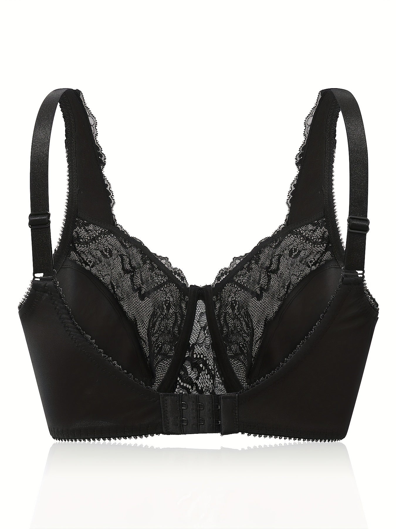 3 Pack Plus Size Lace Full Cover Bras Set Underwire Wide Straps 3pcs