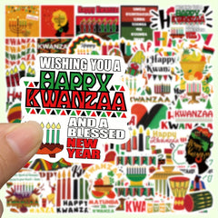 50pcs Kwanzaa Stickers for DIY Decorative Water Cup, Phone Case, Notebook