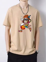 Men's Cartoon Basketball Pattern T-shirt