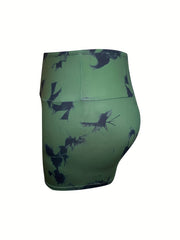 Tie Dye Biker Shorts Tummy Control Wide Waistband