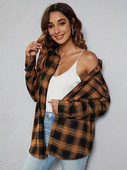 Plaid Print Long Sleeve Button Up Shirt Top