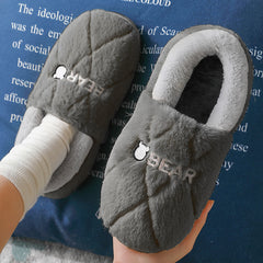 Men's Cartoon Bear Warm Cotton Lining Slippers Fuzzy Comfy Home Shoes