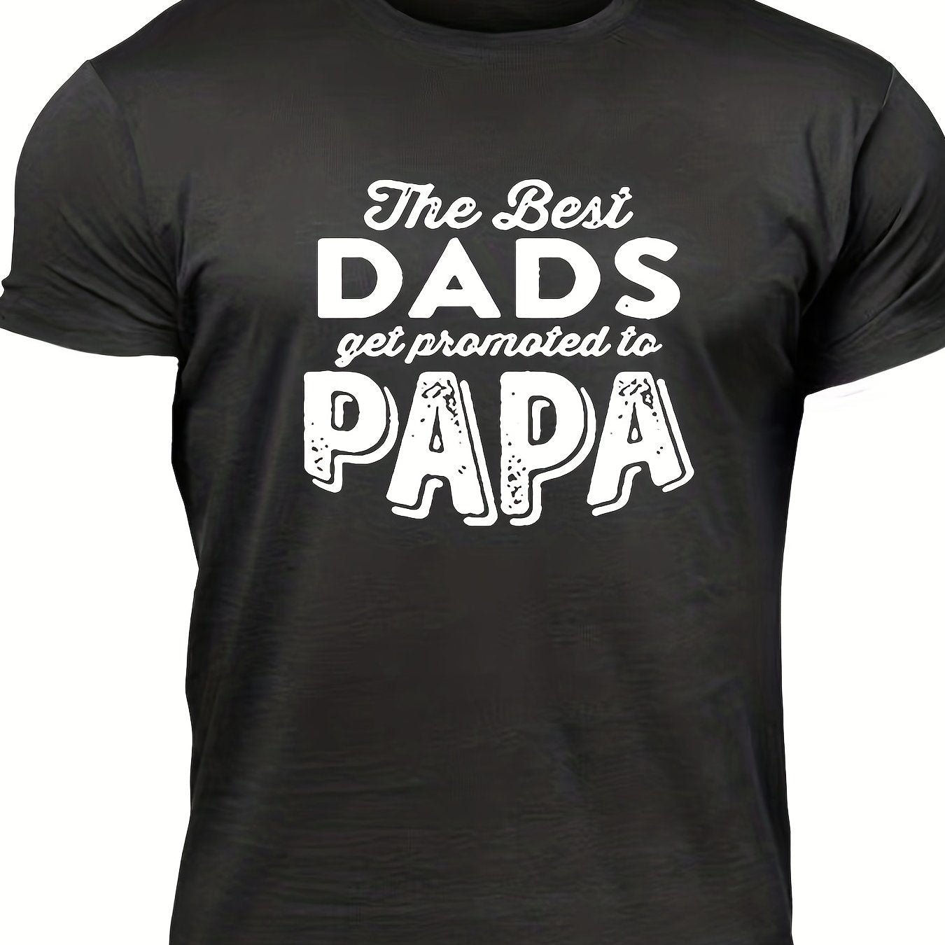 Papa Men's Letter Print T-shirt Casual Comfy Crew Neck Tee