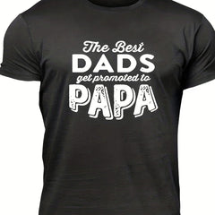 Papa Men's Letter Print T-shirt Casual Comfy Crew Neck Tee