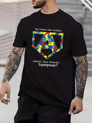 Geometric Pattern Basketball Print Men's Graphic Crew Neck T shirt