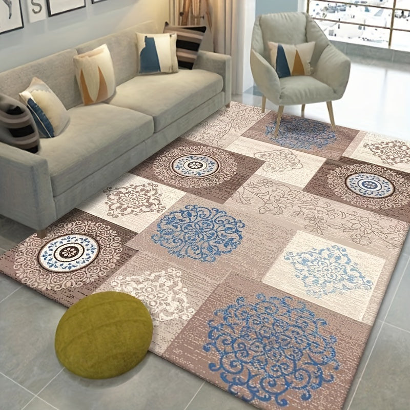 Geometric Crystal Velvet Area Rug Soft and Comfortable Non Slip TPR Base