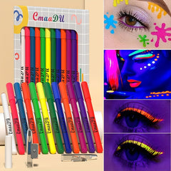 12 Colors Neon Eyeliner Pen Set Waterproof Long Lasting