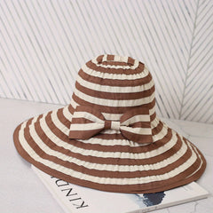 Sun Hat Bow Decor French Style Wide Brim UV Protection Bucket Hats