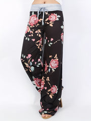 Floral Print Wide Leg Yoga Pants Low Waist Summer Casual