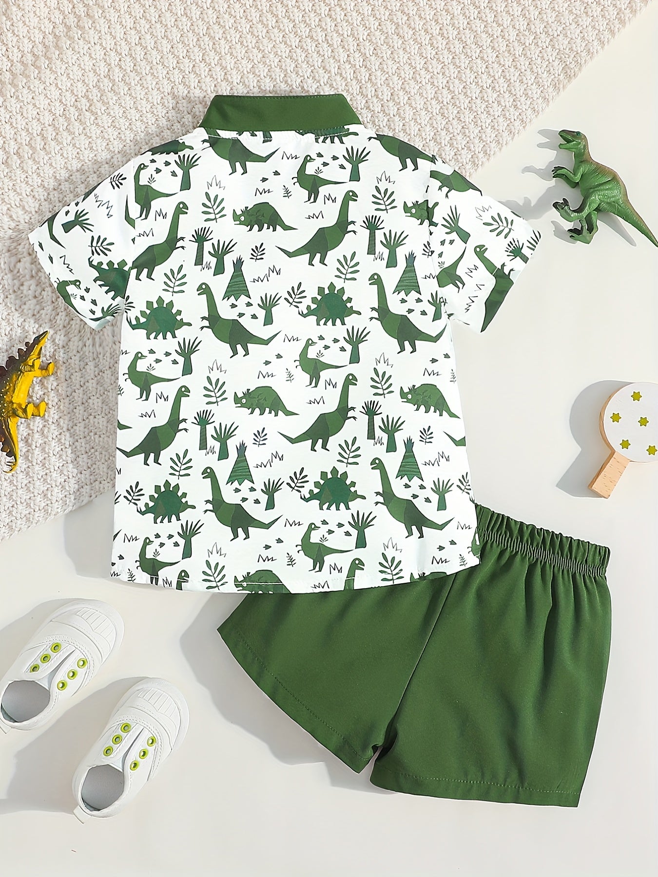 Boys Dino Outfit Short Sleeve Shirt & Shorts Set
