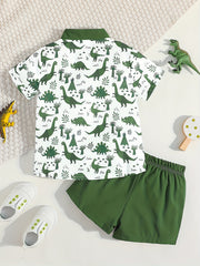 Boys Dino Outfit Short Sleeve Shirt & Shorts Set
