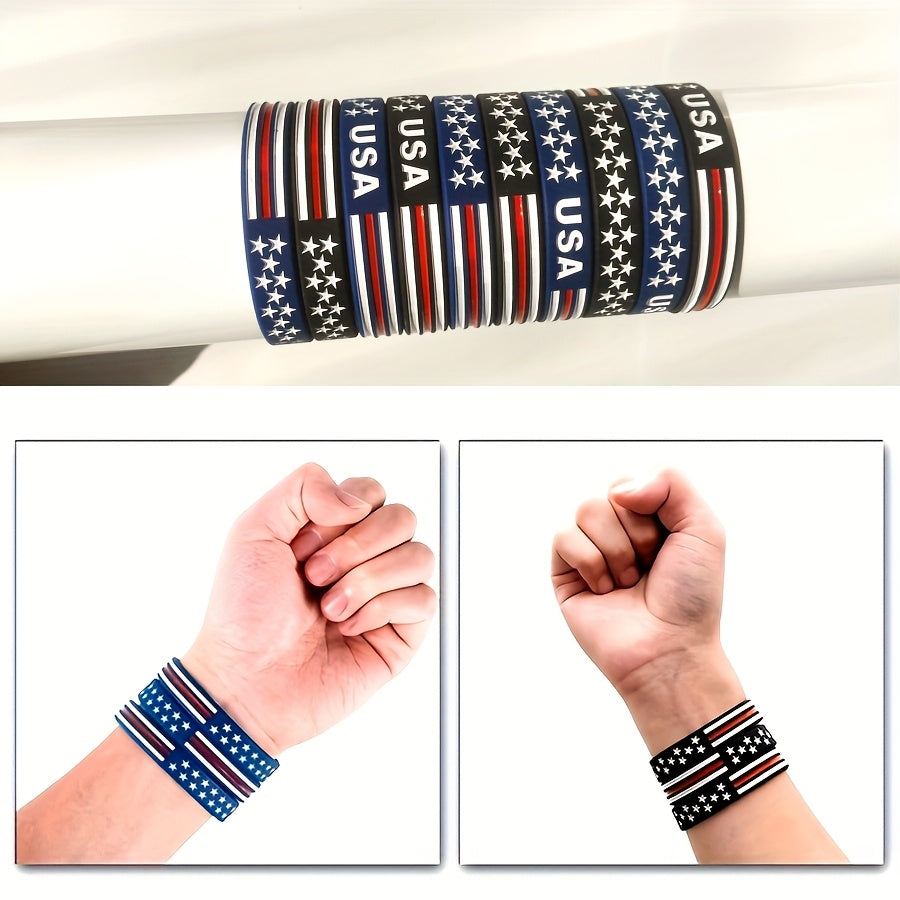 30pcs Independence Silicone Wristbands Patriotic Youth Party Favors