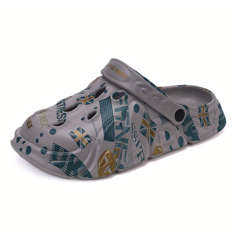 Men's Flag Graphic Print Clog Sandals Strap Casual Outdoor Walking Shoes