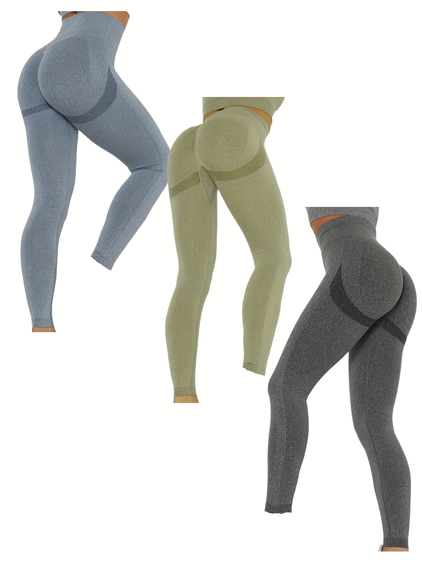 Women's Fitness Stretchy Sport Leggings Solid Tummy Control Tight Pan