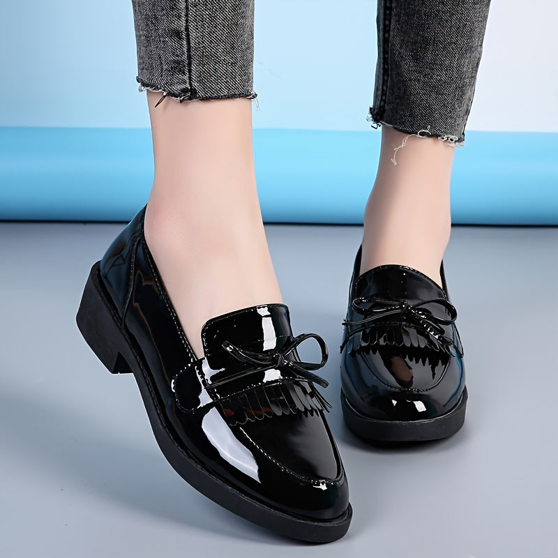 Women's Platform Bow Loafers Slip On Shoes Lightweight