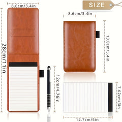 Faux Leather Pocket Notebook Set with Pen - Portable Mini Notebook