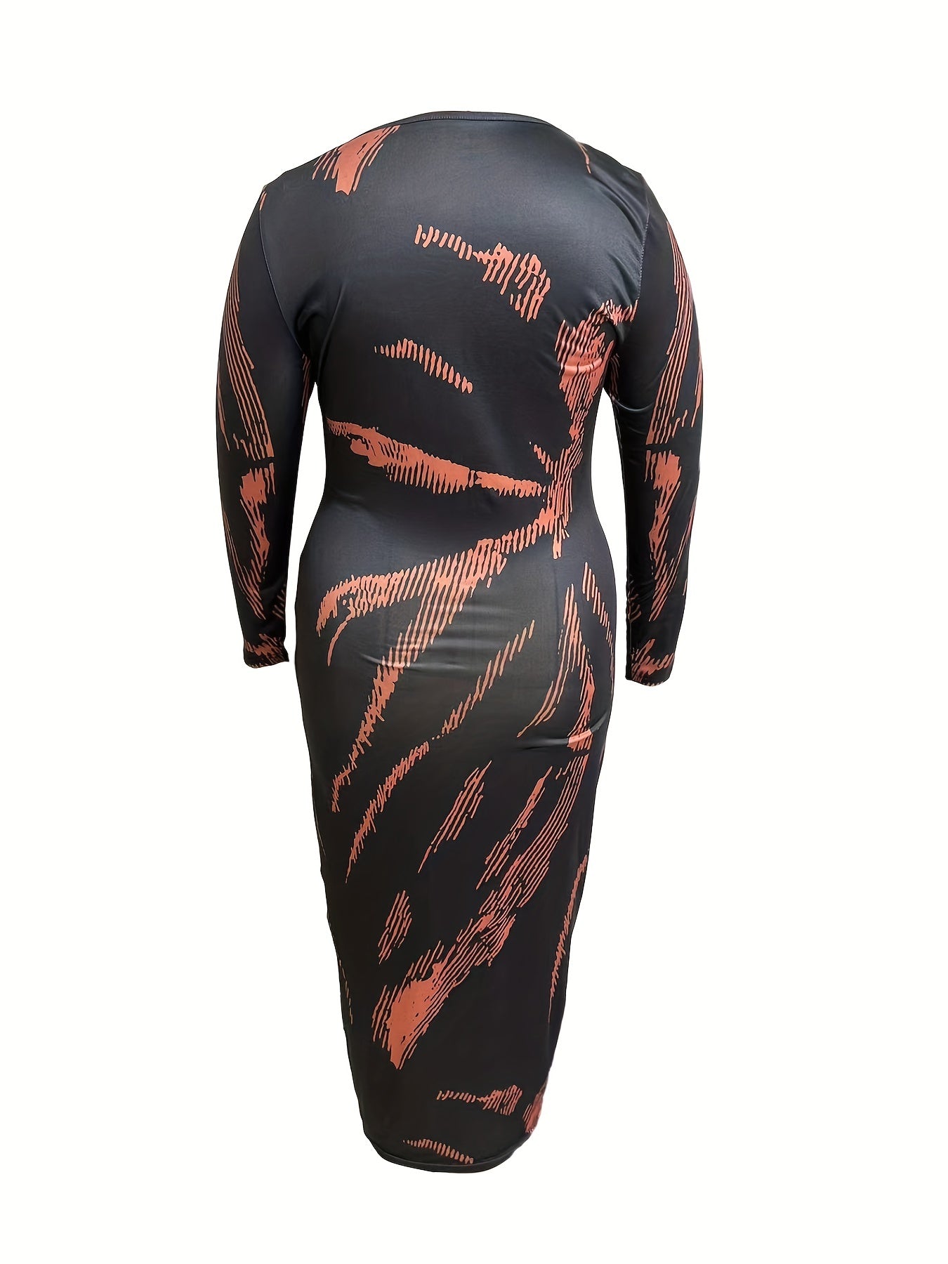 Sexy Dress Random Print Long Sleeve Bodycon Midi Maxi Dress