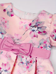 Floral Bowknot Puff Sleeves Princess Dress for Dance Party