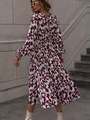 Leopard Print Crew Neck Dress Long Sleeve Dress