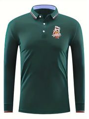 Lion Dance Pattern Men's Casual Comfy Long Sleeve Shirt