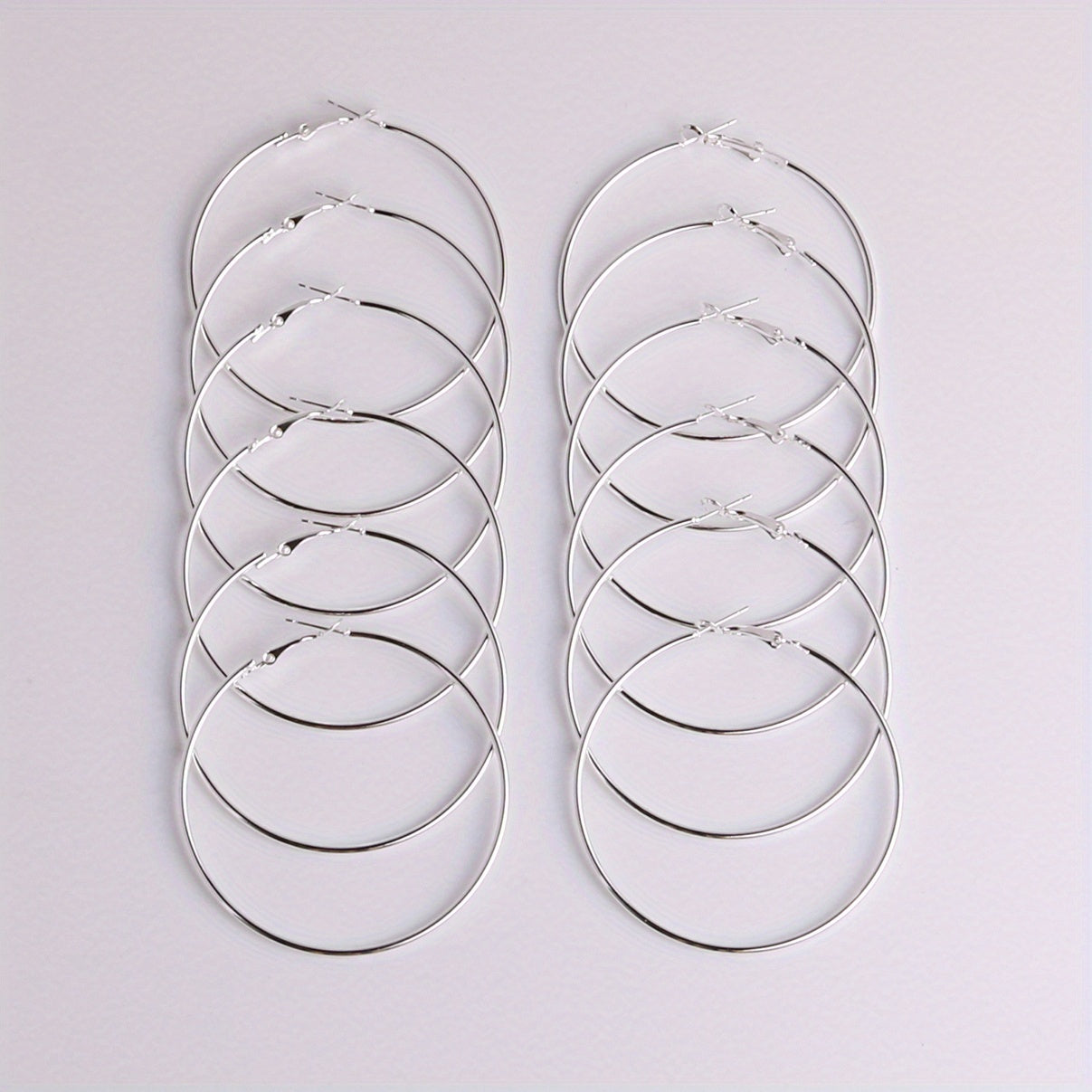 Exaggerated Metal Hoop Earrings Set for Girls