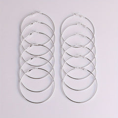 Exaggerated Metal Hoop Earrings Set for Girls