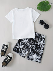 2pcs Boys Teen Casual T-shirt & Shorts Set for Summer