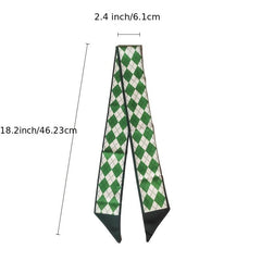 Green Hair Band Long Silk Scarf Women's Printed Decorative Scarf