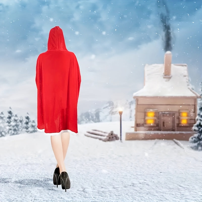 Christmas Santa Claus Hooded Cloak Mrs Santa Claus Velvet Hooded Cape Costume