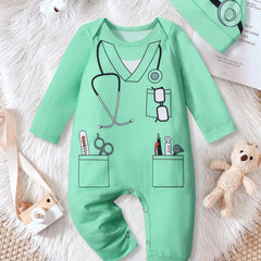 Baby Boy Cartoon Print Romper for Fall Winter Cosplay Halloween Jumpsuit