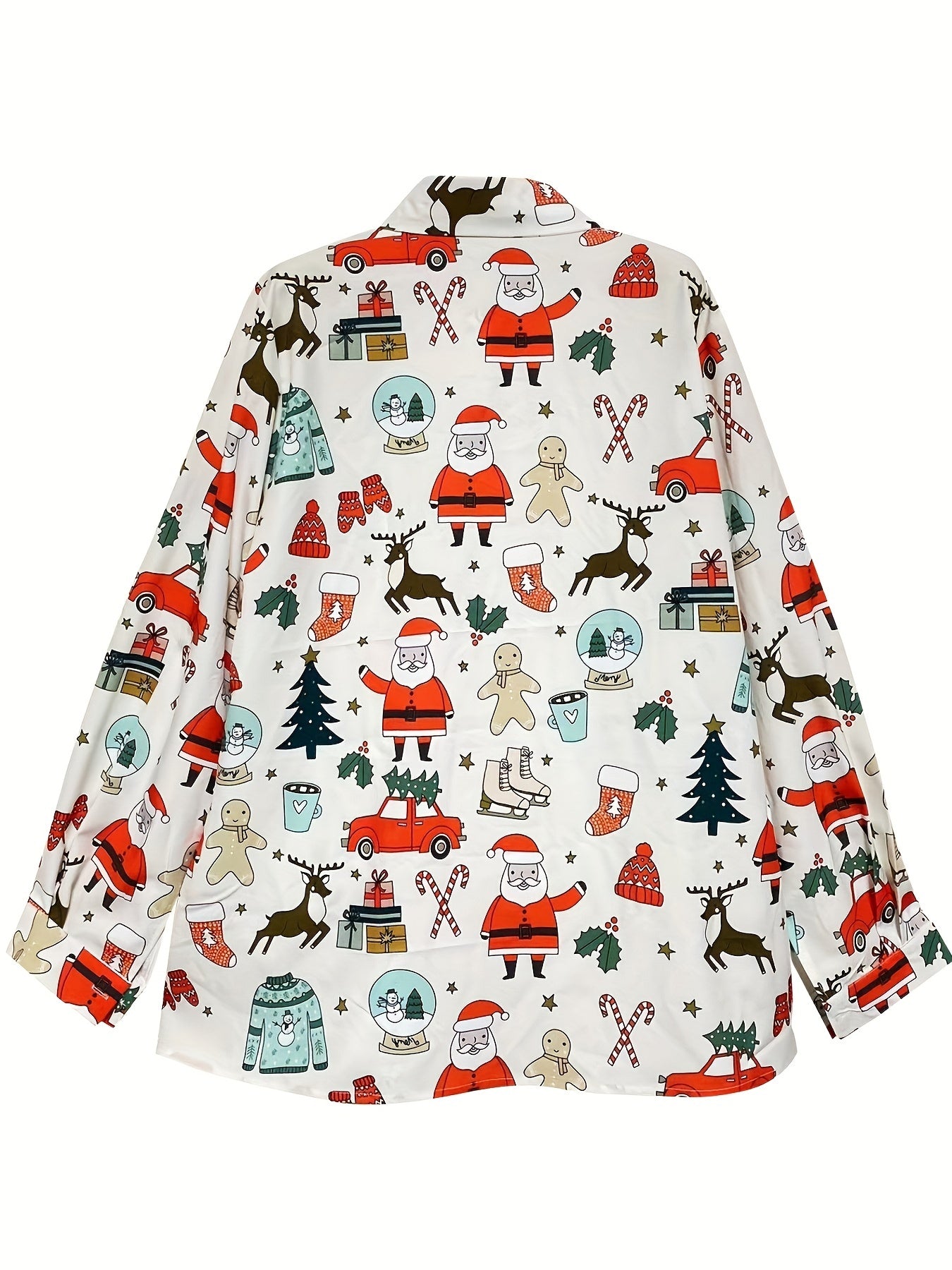 Christmas Blouse Women's Plus Santa Claus & Gift Print Shirt Top