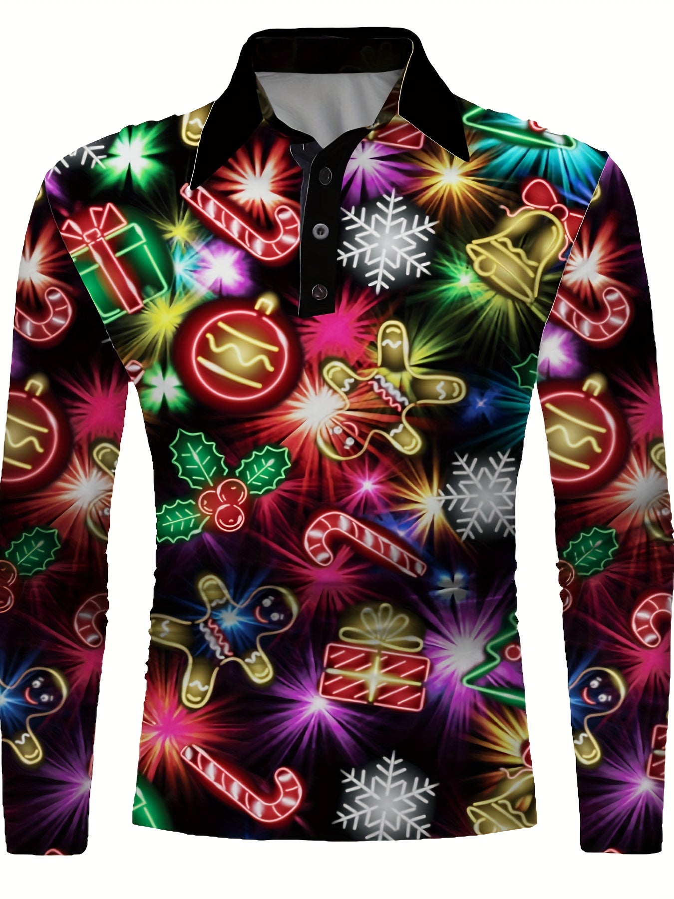 Men's Christmas Print Compression Long Sleeve Shirt