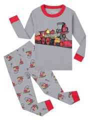 Boy's Train Graphic Print Pajamas T shirt & Shorts Set
