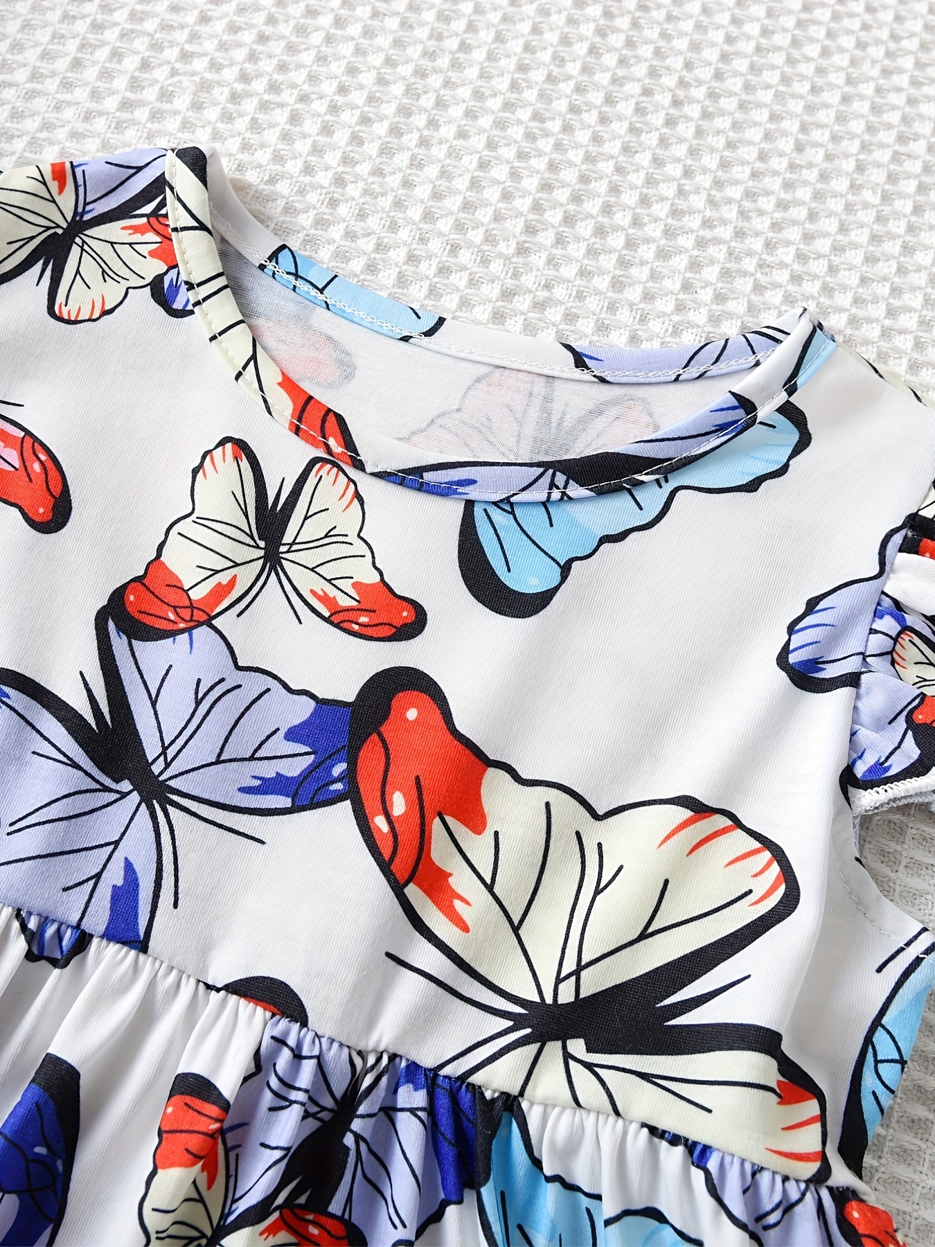Butterfly Skater Dress For Girls Flying Sleeve Casual Daily Dress