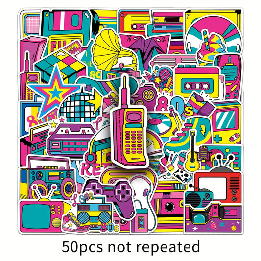 50pcs 80s Cartoon Graffiti Stickers Aesthetics Water Bottle Laptop Phone Decals