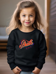 Girls Letters Pattern Crew Neck Long Sleeve Sweatshirt