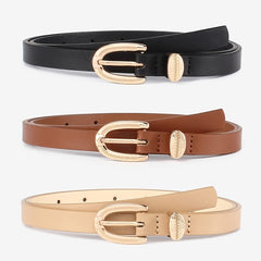 3pcs Classic PU Leather Belt Multicolor Pants Decoration Casual Jeans Buckle