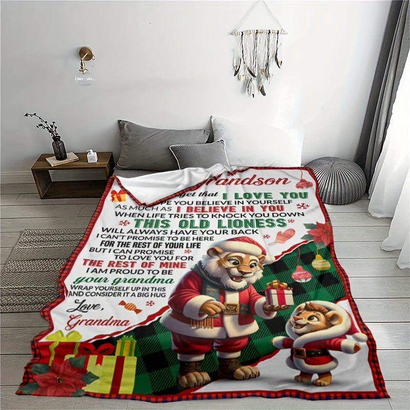 Lion Grandma Blanket Flannel Throw Grandson