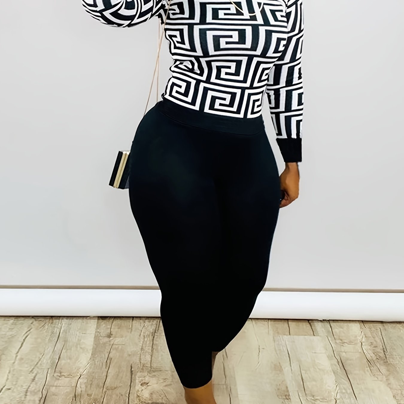 Geometric Print Shirt & Panties Set Casual Outfits